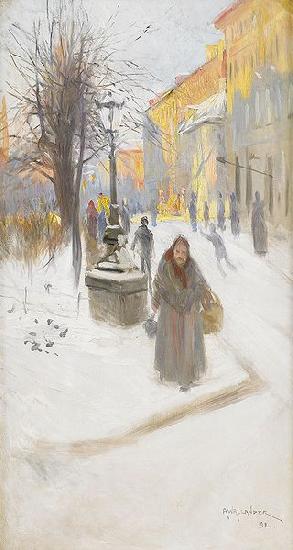 Alf Wallander Artillerigatan in Winter Dress Sweden oil painting art